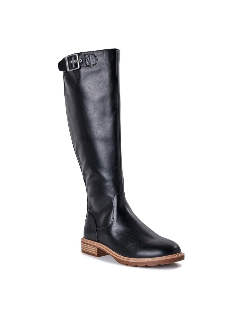 Time and Tru Tall Riding Boots Black Buckle Equestrian Knee High Size 10 NWOT - Picture 6 of 12
